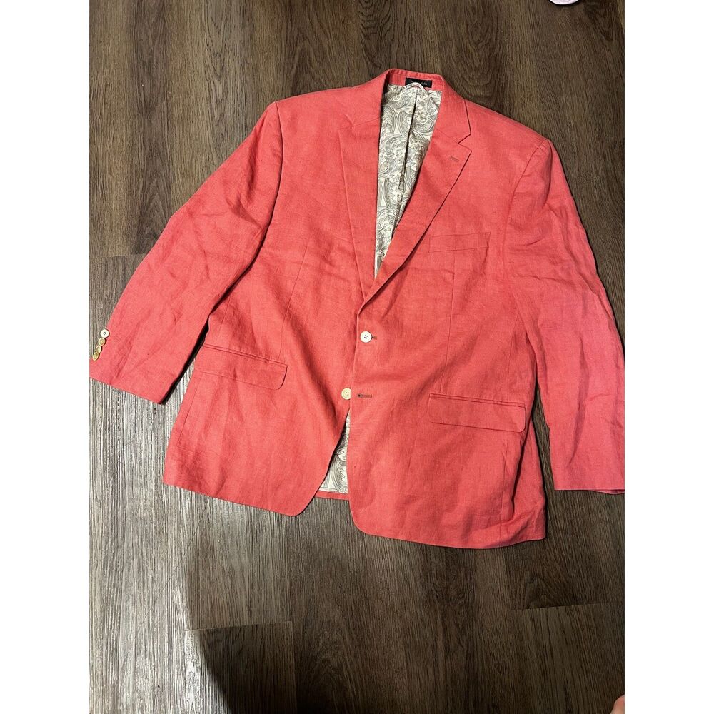 Lauren Ralph Lauren Men 100% Linen Blazer Coral Pink Suit 46R